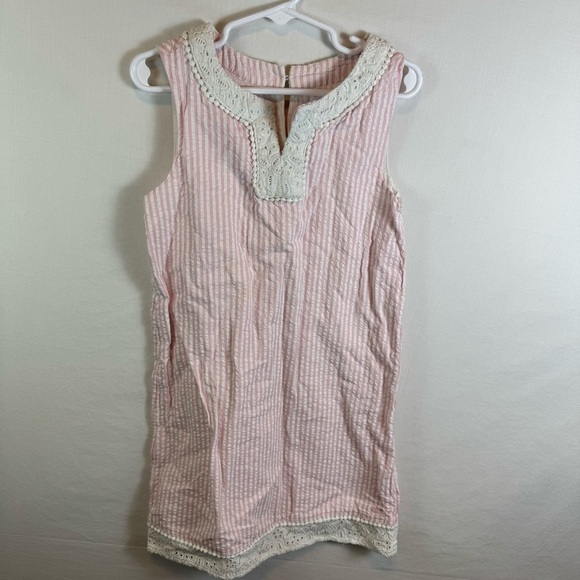 Vineyard Vines Pink and White Striped Dress Girls Size 7 - Picture 1 of 5